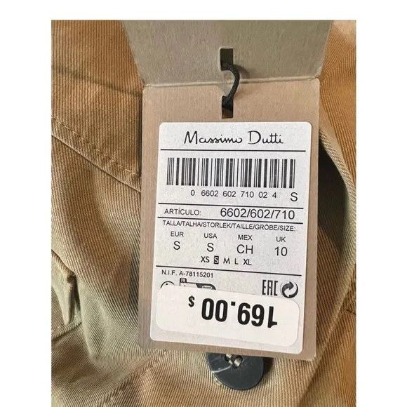 Massimo Dutti NWT khaki cotton tench shirt dress - Picture 7 of 15